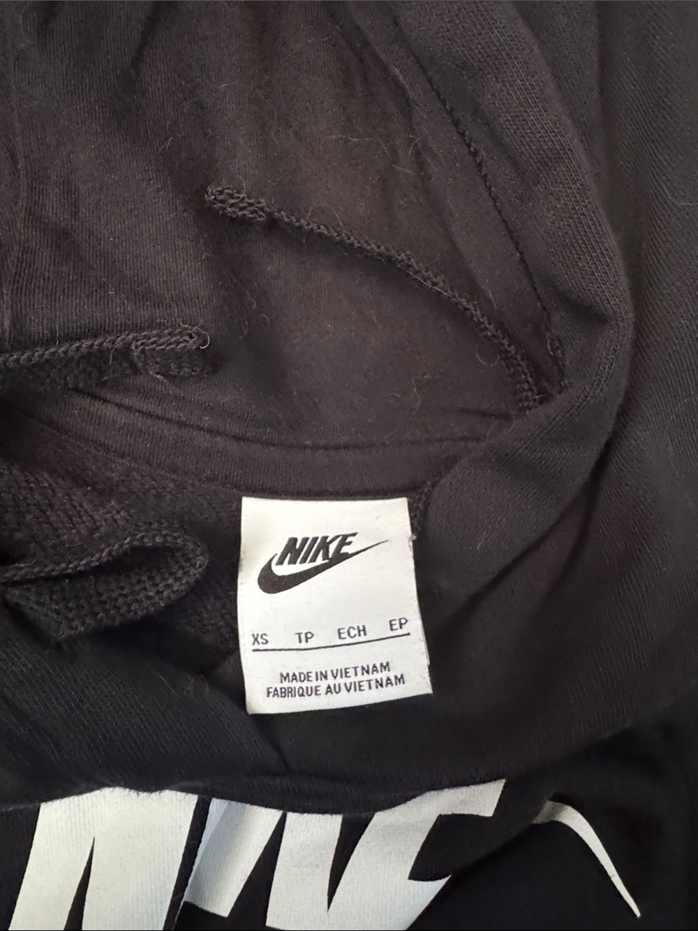 Nike Black Hoodie with White Nike Swoosh Logo - Picture 3 of 3